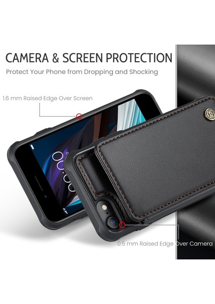 iPhone6/6s/7/8/se (2020)/SE (2022) Kılıf Kartı Sahibi Telefon Kickstand Cover-Black Için (Yurt Dışından)