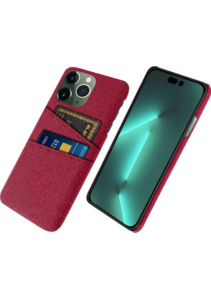 iPhone15 Pro Hard Pc+Bez Koruyucu Telefon Kılıfı Ikili Kart Tutucu Kırmızısı (Yurt Dışından)