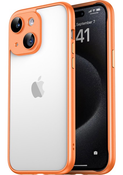 Pc Lens Film-Turuncu ile iPhone15 Plus Case Hard Pc Telefon Koruyucusu Için Shockproof Cover (Yurt Dışından)