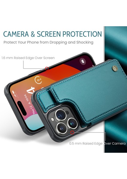 iPhone15 Pro Kickstand Case Card Tutucu Parlak Telefon Kapak Yeşil (Yurt Dışından) fiyatları