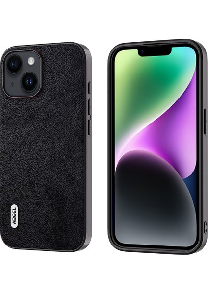 iPhone14 Plus Içinplus Shockproof Cover Litchi Doku Deri Kaplamalı Tpu+Pc Koruyucu Telefon Kılıf Black (Yurt Dışından)