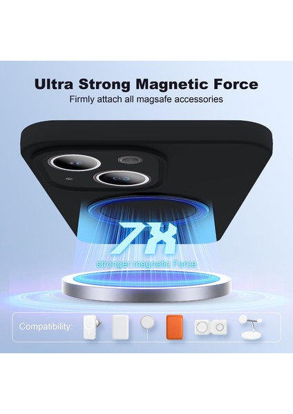 iPhone14 Manyetik Telefon Kasası Gizli Kickstand Koruyucu Kapak Şok Geçirmez Sıvı Silikon Kabuk Black (Yurt Dışından) modelleri