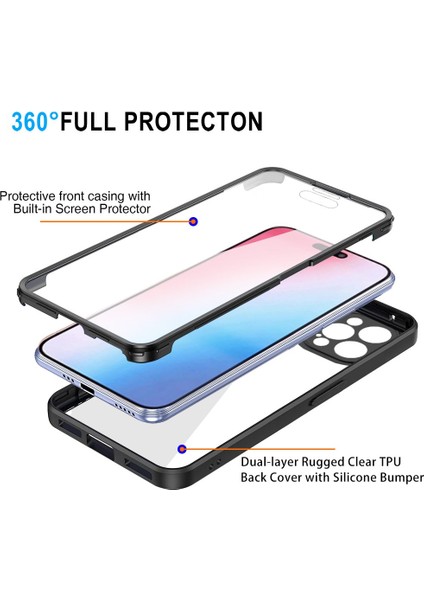 iPhone15 Pro Full Vücut Koruyucu Kılıf Acrililik+Tpu Pet Ekran Koruyucu Navy Mavi ile Temiz Telefon Kapağı (Yurt Dışından) modelleri