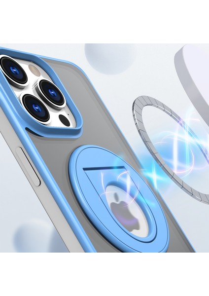 iPhone15 Pro Max Case Telefon Kılıfı Için Magsafe Borderless Tasarım Yüzüğü Kickstand Cover Sky Blue (Yurt Dışından) fiyatları