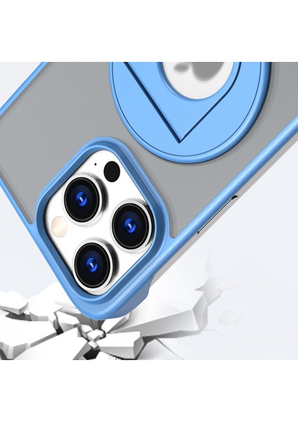 iPhone15 Pro Max Case Telefon Kılıfı Için Magsafe Borderless Tasarım Yüzüğü Kickstand Cover Sky Blue (Yurt Dışından) modelleri