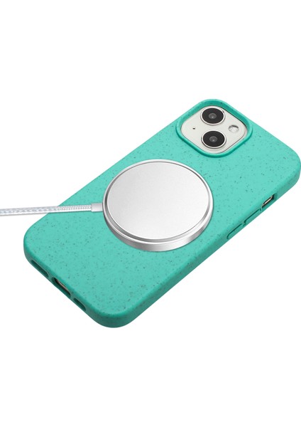 iPhone15 Plus Kasa Biyolojik Olarak Parçalanabilir Buğday Samanı+Tpu Anti-Çizik Akıllı Telefon Kapağı Uzun Ip Gökyüzü Mavisi (Yurt Dışından)