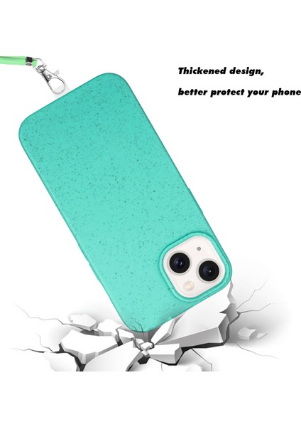 iPhone15 Plus Kasa Biyolojik Olarak Parçalanabilir Buğday Samanı+Tpu Anti-Çizik Akıllı Telefon Kapağı Uzun Ip Gökyüzü Mavisi (Yurt Dışından)