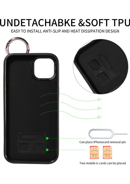 iPhone14 Case Ring Buckle Deri+Tpu Telefon Kapağı Kart Yuvaları-Kırmızı (Yurt Dışından) fiyatları