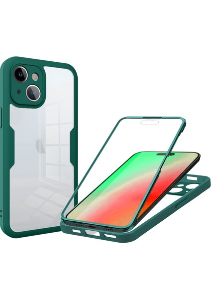 Forestl Digital iPhone15 Akrilik+Tpu Defender Kılıfı Için Pet Screen Koruyucu-Midnight Green ile Koruyucu Telefon Kapağı (Yurt Dışından)