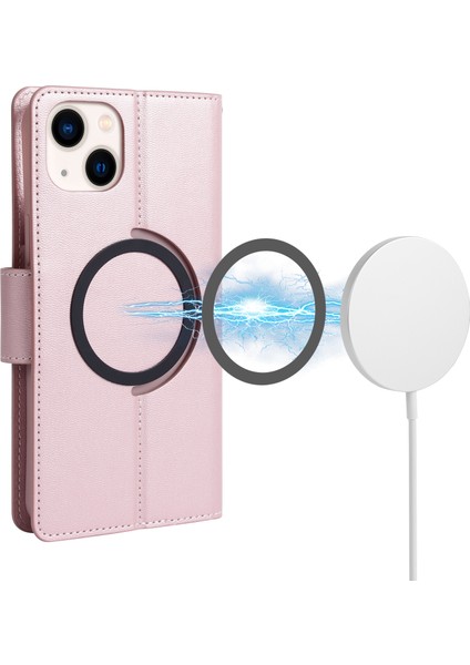 iPhone14 Plus Içincüzdan Telefon Kılıfı Plus Pu Deri Kapağı Magsafe-Rose Gold ile Uyumlu (Yurt Dışından) indirimleri