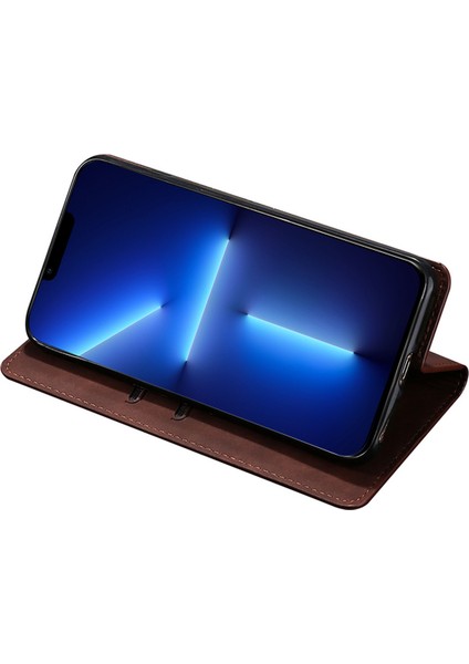 iPhone15 Plus Deri Kart Tutucu Için Stand Kapağı Manyetik Kapanış Cilt Touch Telefon Vaka-Dark Brown (Yurt Dışından) fırsatları