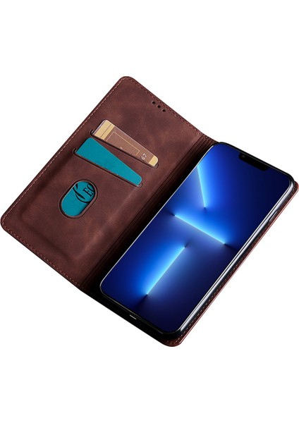 iPhone15 Plus Deri Kart Tutucu Için Stand Kapağı Manyetik Kapanış Cilt Touch Telefon Vaka-Dark Brown (Yurt Dışından) indirimleri