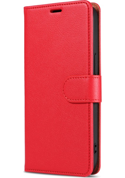 iPhone15 Plus Pu Pu Deri Stand Kapağı Manyetik Kapatma Telefon Kılıfı Rfıd Blowıng Fonksiyon Kabuk-Kırmızısı (Yurt Dışından)