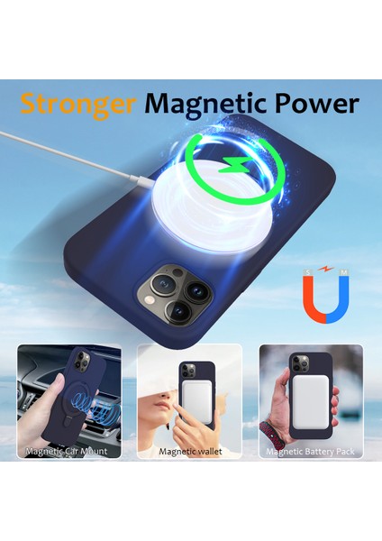 iPhone12/12 Pro Case Kickstand Telefon Kapağı Magsafe-Midnight Mavi ile Uyumlu (Yurt Dışından)