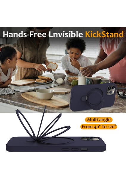 iPhone12/12 Pro Case Kickstand Telefon Kapağı Magsafe-Midnight Mavi ile Uyumlu (Yurt Dışından)
