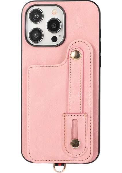 iPhone14 Pro Max Case Kickstand Card Tutucu Tpu+Deri Telefon Kapak Pembe (Yurt Dışından)