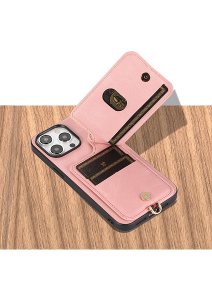 iPhone14 Pro Max Case Kickstand Card Tutucu Tpu+Deri Telefon Kapak Pembe (Yurt Dışından)