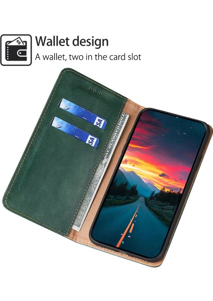 iPhone15 Plus Artı Manyetik Kapanma Standı Cüzdanı Pu Deri+Tpu Telefon Kapak Yeşili Için (Yurt Dışından) fırsatları