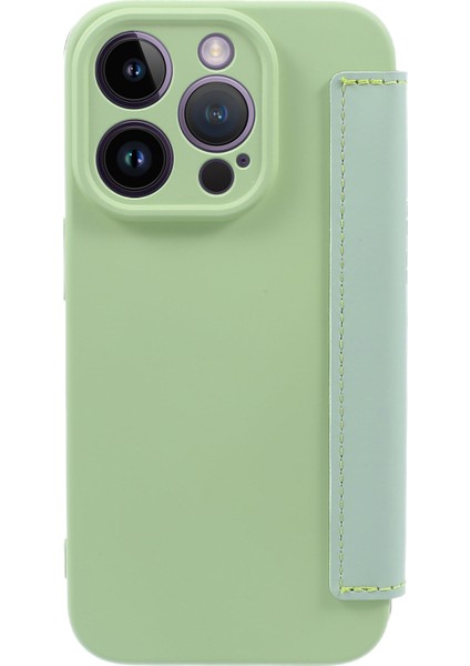 iPhone15 Pro Koruyucu Kılıf Kart Tutucu Kickstand Sıvı Silikon Cilt Touch Telefon Kapağı Matcha Yeşil (Yurt Dışından)