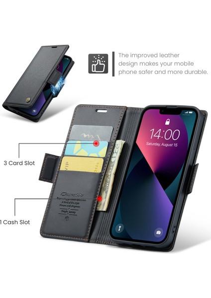 iPhone15 Plus Rfıd Engelleme Şok Geçirmez Telefon Kapağı Pu Deri Stand Cüzdan Kılıf (Yurt Dışından) indirimleri