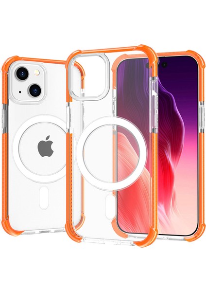 iPhone15 Plus Için Magsafe ile Uyumlu Four Corners Four Corners Anti-Drop Akrilik+Tpu Cover-Orange (Yurt Dışından)