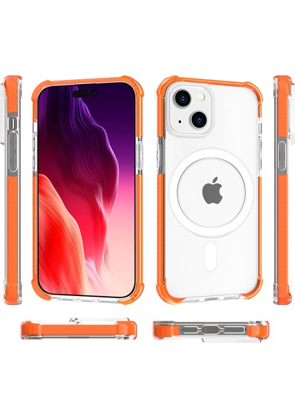iPhone15 Plus Için Magsafe ile Uyumlu Four Corners Four Corners Anti-Drop Akrilik+Tpu Cover-Orange (Yurt Dışından)