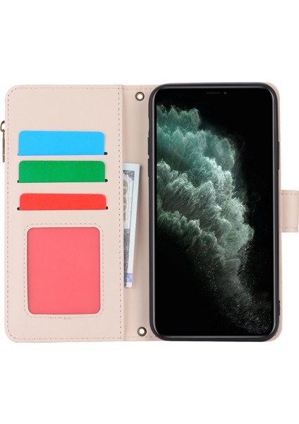iPhone11 Pro Max Case Rfıd Için Çoklu Kart Yuvaları Engelleme Pu Deri Telefon Kapak-Beyaz (Yurt Dışından)