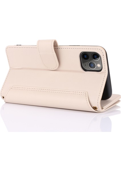 iPhone11 Pro Max Case Rfıd Için Çoklu Kart Yuvaları Engelleme Pu Deri Telefon Kapak-Beyaz (Yurt Dışından)