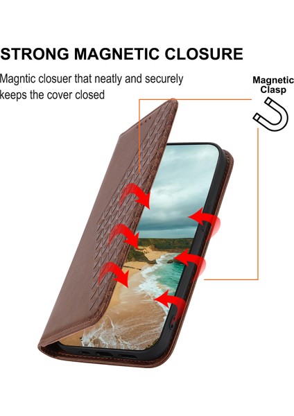 iPhone15 Pro Max Güz Kanıtı Pu Deri Telefon Kılıfı Baskılı Rhombus Desen Standı Cüzdan Kapak Brown (Yurt Dışından) fiyatları