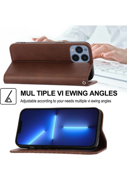 iPhone15 Pro Max Güz Kanıtı Pu Deri Telefon Kılıfı Baskılı Rhombus Desen Standı Cüzdan Kapak Brown (Yurt Dışından) indirimleri