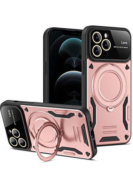 Magsafe Pc+Tpu Kickstand Telefon Kapak Çizgi Altın ile Uyumlu iPhone12 Pro 6.1 Inç Uyumlu (Yurt Dışından)