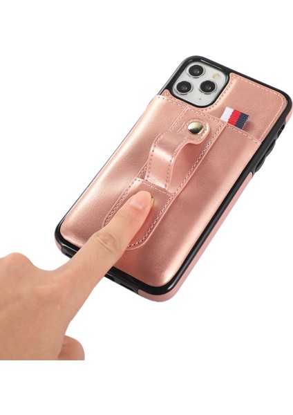 iPhone11 Pro Case Pu Deri+Tpu Gizli Kart Tutucu Kickstand-Rose Gold ile Damla Geçirmez Telefon Kapağı (Yurt Dışından)