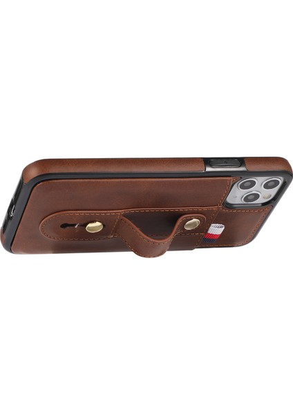 iPhone11 Pro Case Pu Deri+Tpu Gizli Kart Tutucu Kickstand-Brown ile Damla Geçirmez Telefon Kapağı (Yurt Dışından)