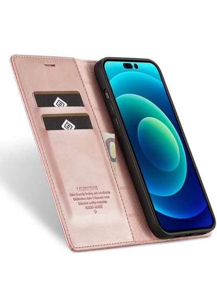 iPhone15 Pro Mikrofiber Deri Stand Cüzdan Manyetik Telefon Kılıfı Altın (Yurt Dışından) fiyatları