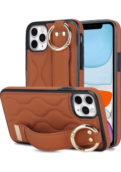 iPhone11 Pro Wave Desen Cep Telefonu Kılıfı Pu+Tpu Bilek Bankası Kapak Kılıfı (Yurt Dışından)