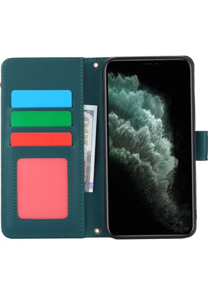 iPhone11 Pro Max Case Rfıd Birden Çok Kart Yuvası Engelleme Pu Deri Telefon Kapak Blue (Yurt Dışından)