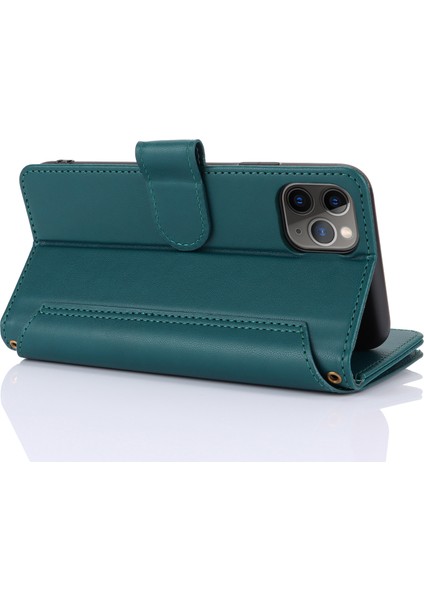 iPhone11 Pro Max Case Rfıd Birden Çok Kart Yuvası Engelleme Pu Deri Telefon Kapak Blue (Yurt Dışından)