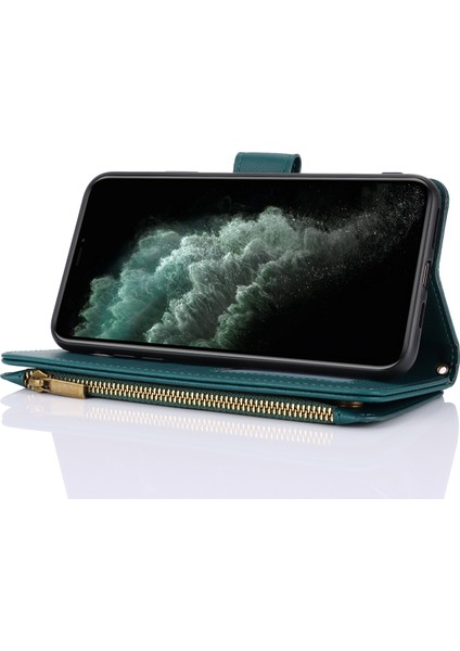 iPhone11 Pro Max Case Rfıd Birden Çok Kart Yuvası Engelleme Pu Deri Telefon Kapak Blue (Yurt Dışından)