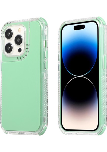 iPhone15 Pro Söndürülebilir 3-1 Arada Pc+Tpu Kapak Şok Geçirmez Cep Telefonu Kasa-Siyah Yeşil (Yurt Dışından)
