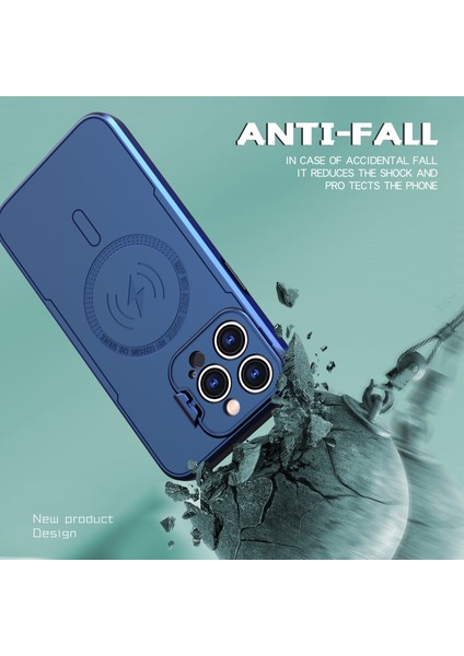 Magsafe Pc+Tpu Lens Çerçeve Kickstand Telefon Kapak-Mavisi ile Uyumlu iPhone15 Pro Magnetic Case Için (Yurt Dışından) modelleri