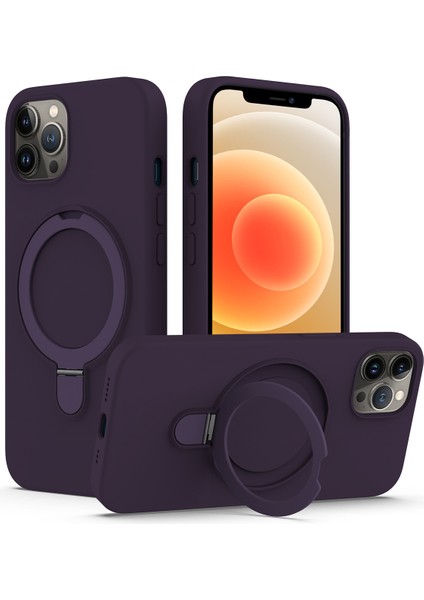 iPhone12/12 Pro Case Kickstand Telefon Kapağı Magsafe-Dark Mor ile Uyumlu (Yurt Dışından)