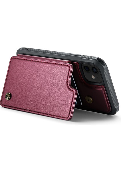 iPhone12/12 Pro Case Rfıd Için 4 Kart Yuvası-Kırmızı ile Telefon Kapağı (Yurt Dışından)
