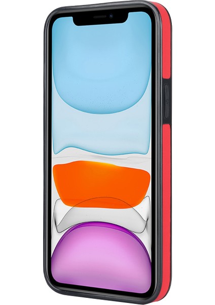 iPhone11 Pro Wave Desen Cep Telefonu Kılıfı Pu+Tpu Bilek Bant Kapak-Kırmızı (Yurt Dışından)