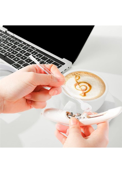 Kahve Kek Baharat Kalemi Kek Kalemi Beyaz Için Elektrik Latte Sanat Kalemi (Yurt Dışından)