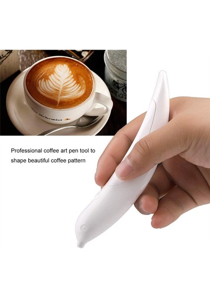 Kahve Kek Baharat Kalemi Kek Kalemi Beyaz Için Elektrik Latte Sanat Kalemi (Yurt Dışından)