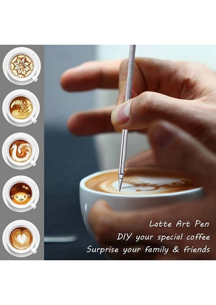 Kahve Tozu Shaker 16 Parça Kahve Cappuccino Şablonu ve Barista Kalemi (Yurt Dışından)