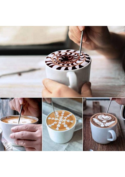 Kahve Tozu Shaker 16 Parça Kahve Cappuccino Şablonu ve Barista Kalemi (Yurt Dışından)