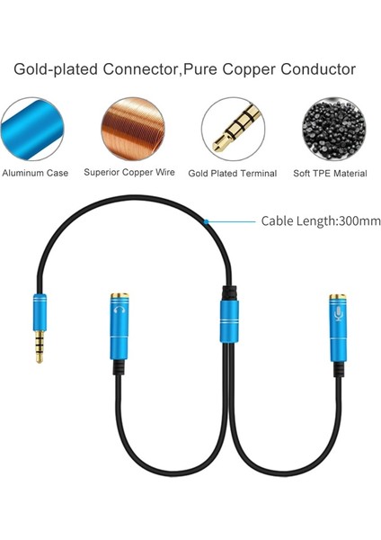Esnek 3.5mm Ses Kablosu Kulaklık Aux Y Splitter Mikrofon Adaptörü Ses Kablosu 1 Erkek 2 Kadın Mikrofon Kablosu Mikrofon Mikser (Yurt Dışından)