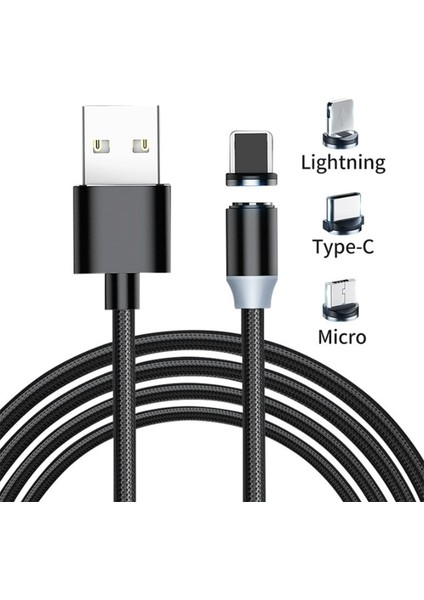 In 1 Manyetik Mikro USB Kablosu iPhone Samsung Android Için Hızlı Şarj Mıknatıs Şarj Cihazı USB C Tipi Kablo Cep Telefonu Kablosu Tel (Yurt Dışından)