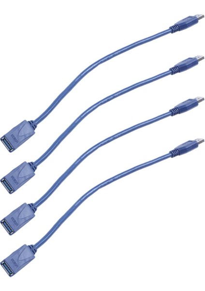 4x Mavi USB 3.0 Erkek - Erkek F/m Tip A Konnektör Uzatma Kablosu 30CM (Yurt Dışından)